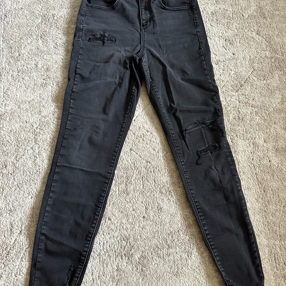 American Age Black Skinny Distressed Jeans